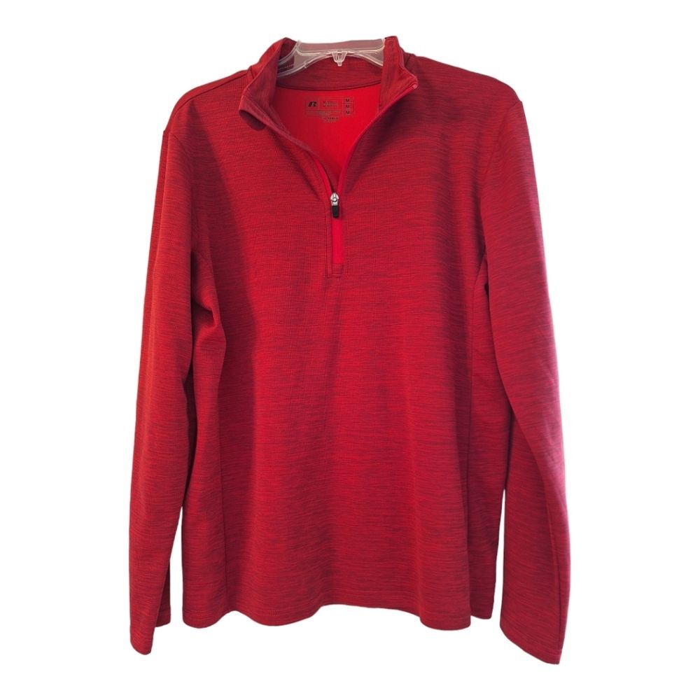 Russell Athletic Dri-Power Lightweight 1/4 Zip Men's Heathered Pullover Maroon M - Picture 1 of 9